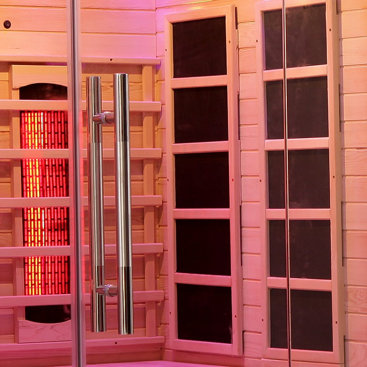 Blisspod, Venetian, Full Spectrum Indoor Premium Canadian Hemlock Low EMF Sauna (2 Person, 10 Heaters) With Chromotherapy & Reflexology