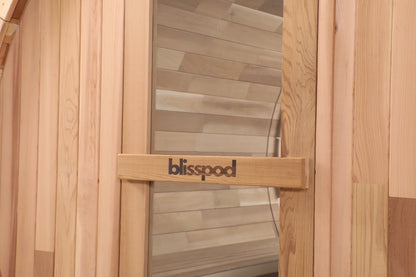 Blisspod, Prague, Canadian Red Cedar Outdoor Steam Barrel Sauna (2–4 / 4–6 Persons) With Full Glass Back & Front Porch Seats