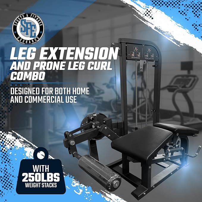 Selectorized Leg Extension & Prone Leg Curl Combo with 250lb Weight Stack
