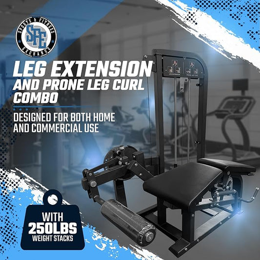 Selectorized Leg Extension & Prone Leg Curl Combo with 250lb Weight Stack