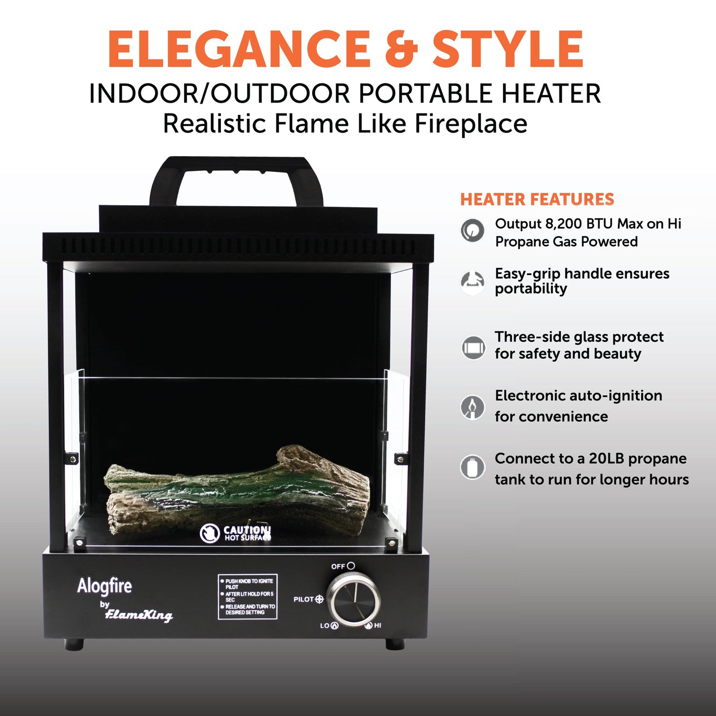 Portable Smokeless Propane Fireplace Heater for Indoor & Outdoor Ambiance and Warmth