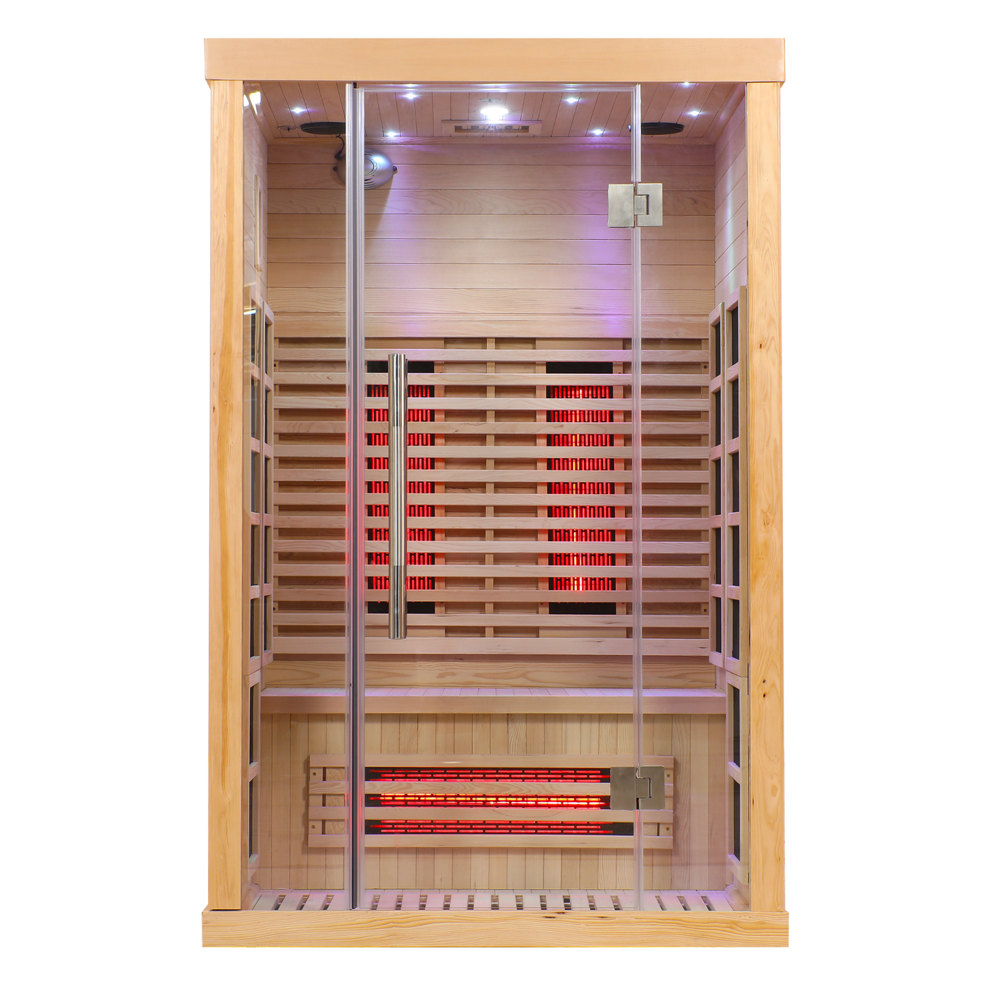 Blisspod, Venetian, Full Spectrum Indoor Premium Canadian Hemlock Low EMF Sauna (2 Person, 10 Heaters) With Chromotherapy & Reflexology
