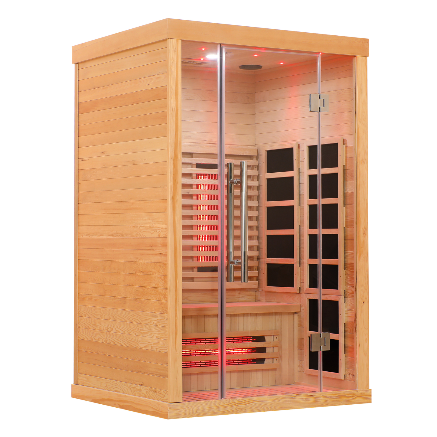 Blisspod, Venetian, Full Spectrum Indoor Premium Canadian Hemlock Low EMF Sauna (2 Person, 10 Heaters) With Chromotherapy & Reflexology