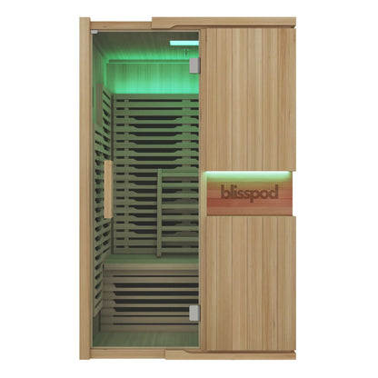 Blisspod, Milano, Full Spectrum Sauna, Canadian Hemlock Wood, Ultra Low EMF (2 Person) With 6 Heaters & Chromotherapy