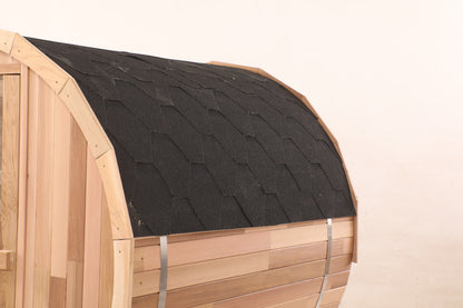 Blisspod, Prague, Canadian Red Cedar Outdoor Steam Barrel Sauna (2–4 / 4–6 Persons) With Full Glass Back & Front Porch Seats