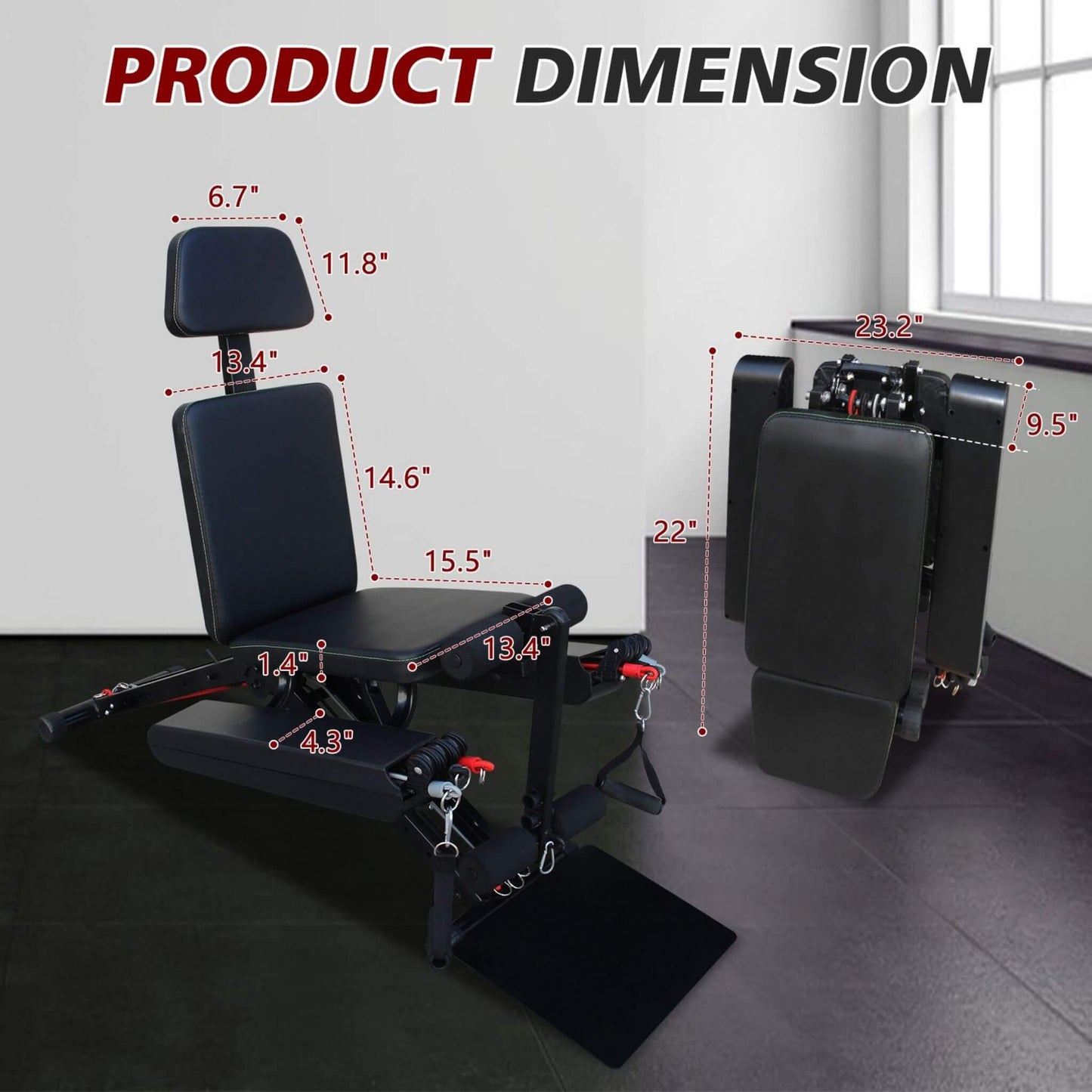 Rovix Foldable Multi-Functional Weight Bench for Full-Body Workouts with Resistance Bands, Footrest, and Leg Extender