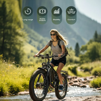 Off-Road Full Suspension E-Bike 2000W Dual Motor 52V 23AH Battery Mountain E-Bike 26 Inch Fat Tire Electric Bike